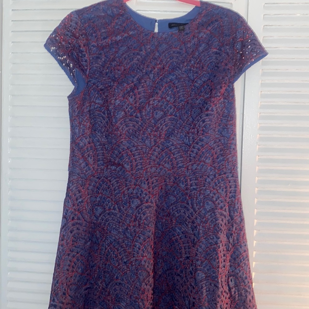 Lace overlay asymmetrical dress